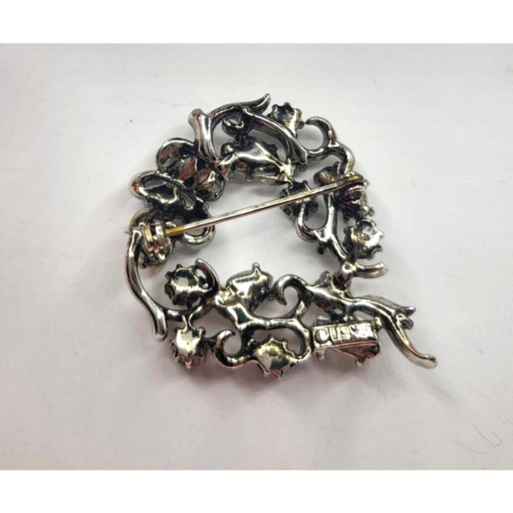 "Lisner" Signed Wrapped Rhinestone Silver Tone Br… - image 2